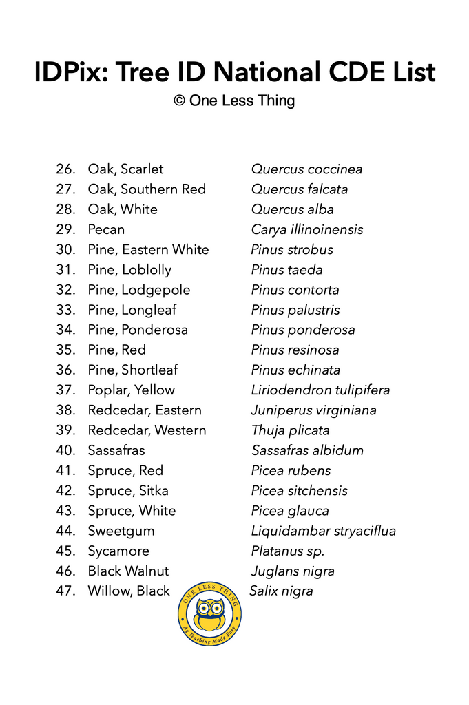 National FFA Forestry Tree ID, IDPix Cards