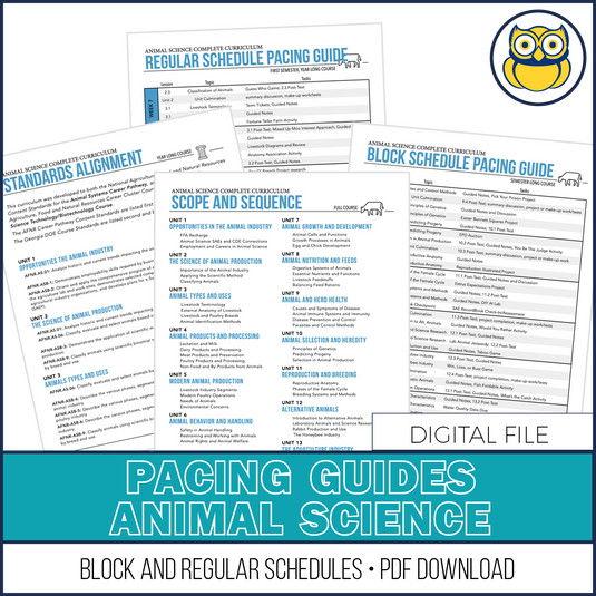 Pacing Guide, ANIMAL SCIENCE