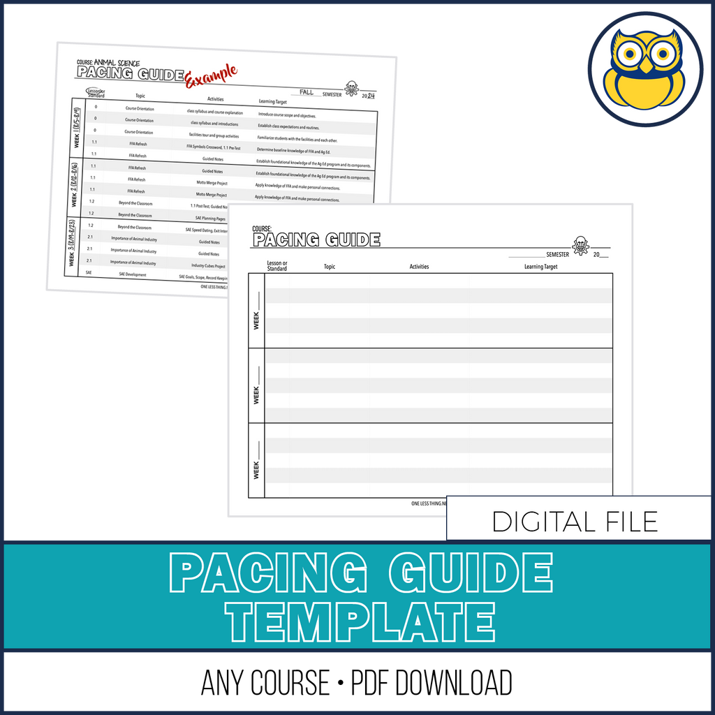 Pacing Guide, BLANK Template