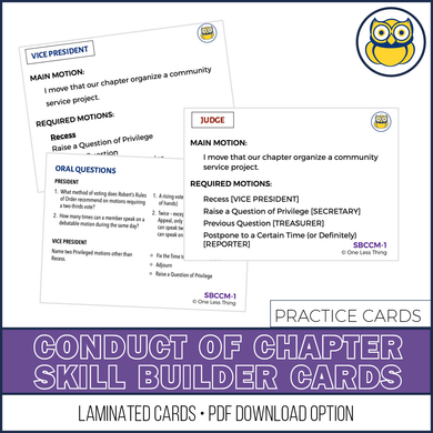 Conduct of Chapter Meetings, Skill Builder cards