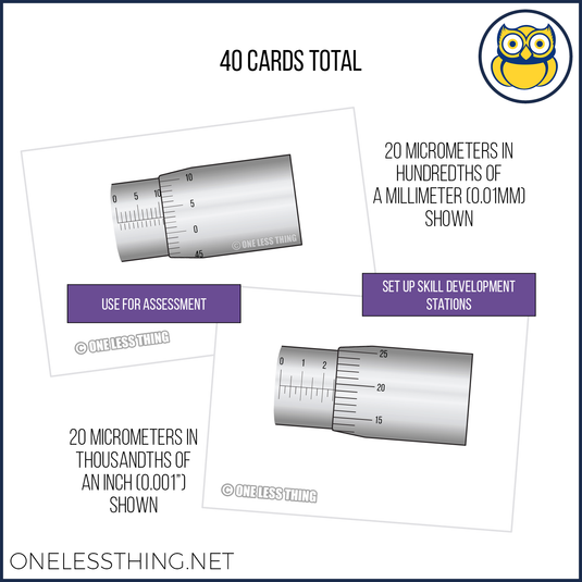 Micrometer Reading, Skill Builder Cards