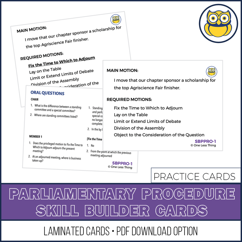 Load image into Gallery viewer, Parliamentary Procedure, Skill Builder cards
