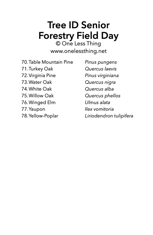 Forestry Field Day Senior Tree ID, IDPix Cards