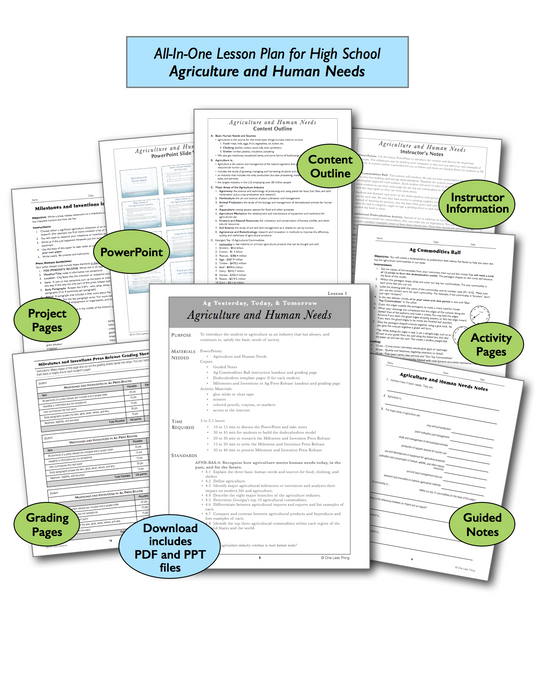 Ag and Human Needs High School, All-In-One Lesson Plan Download