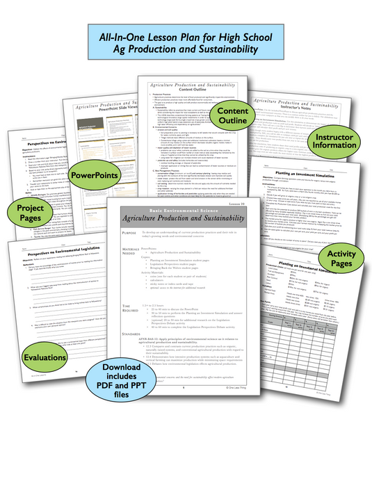 Agriculture Production and Sustainability High School, All-In-One Lesson Plan Download