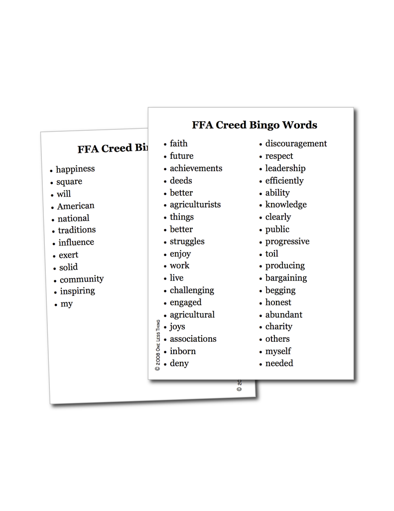 Load image into Gallery viewer, FFA Creed, Bingo Download Only
