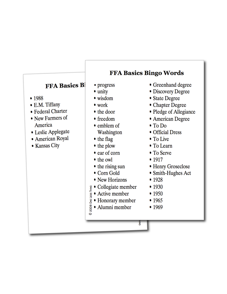 Load image into Gallery viewer, FFA Basics, Bingo Download Only
