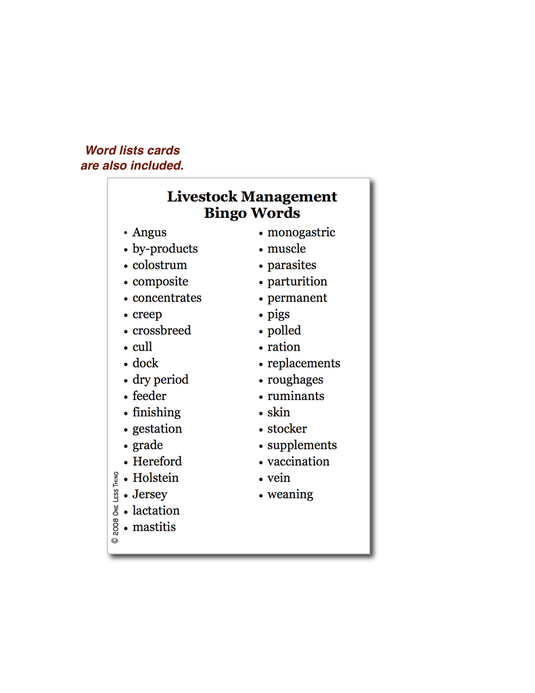 Livestock Management, Bingo Download Only