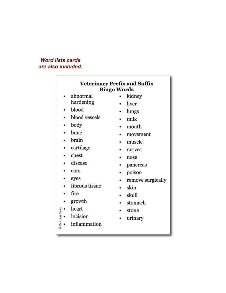 Load image into Gallery viewer, Vet Prefix and Suffix Terminology, Bingo Download Only
