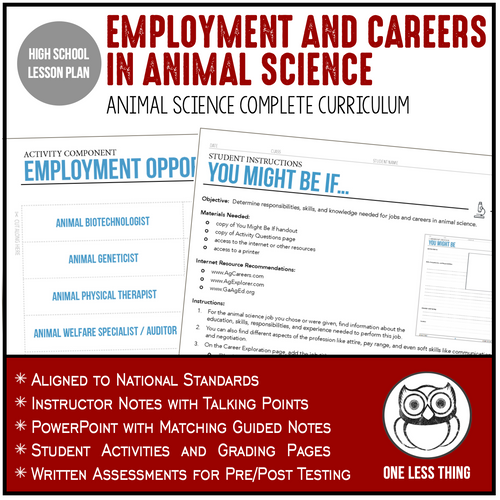 CCANS01.3 Employment and Careers, Animal Science Complete Curriculum