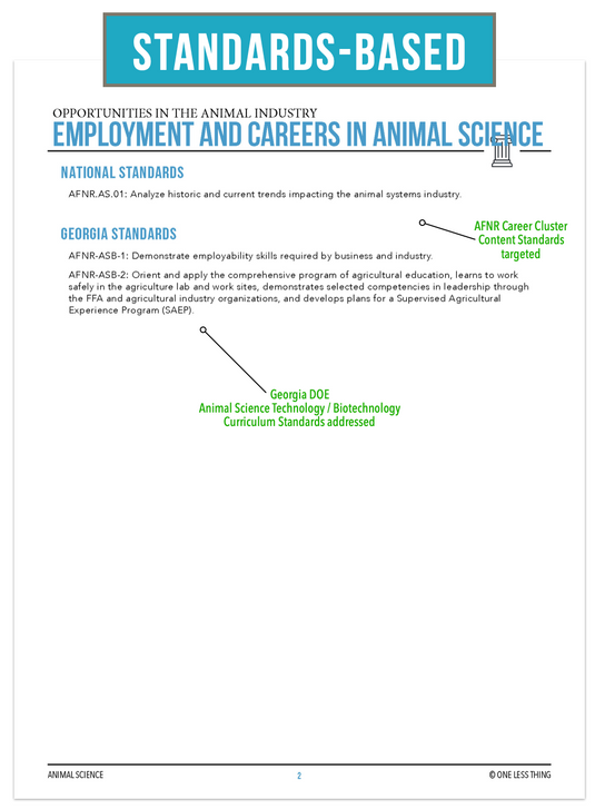 CCANS01.3 Employment and Careers, Animal Science Complete Curriculum