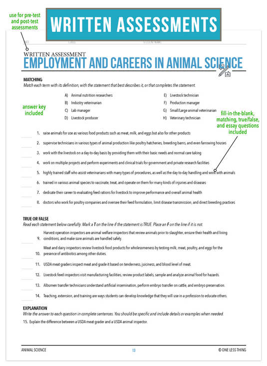 CCANS01.3 Employment and Careers, Animal Science Complete Curriculum