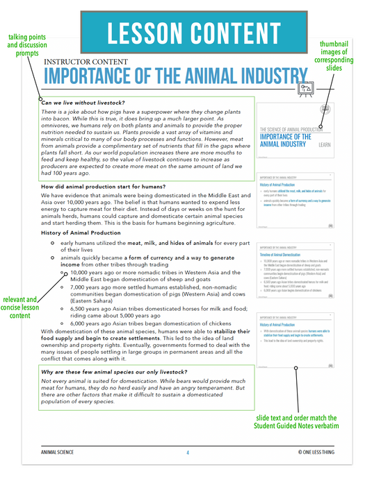 CCANS02.1 Importance of the Animal Industry, Animal Science Complete Curriculum