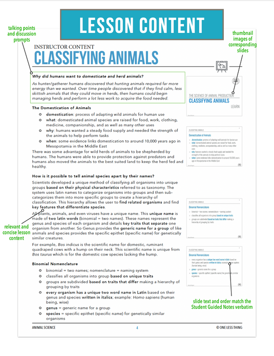 CCANS02.3 Classifying Animals, Animal Science Complete Curriculum