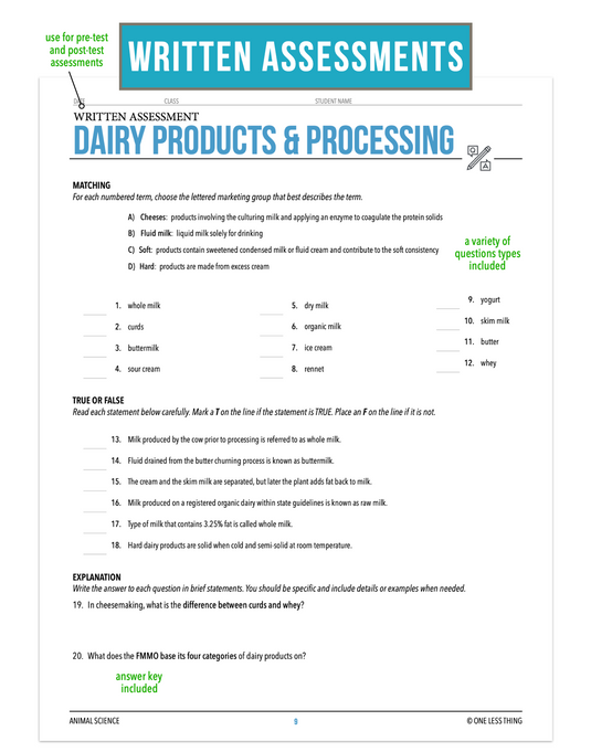 CCANS04.2 Dairy Product and Processing, Animal Science Complete Curriculum