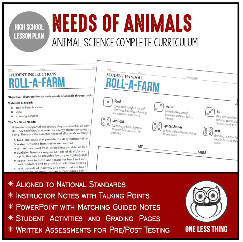 Load image into Gallery viewer, CCANS05.3 Needs of Animals, Animal Science Complete Curriculum
