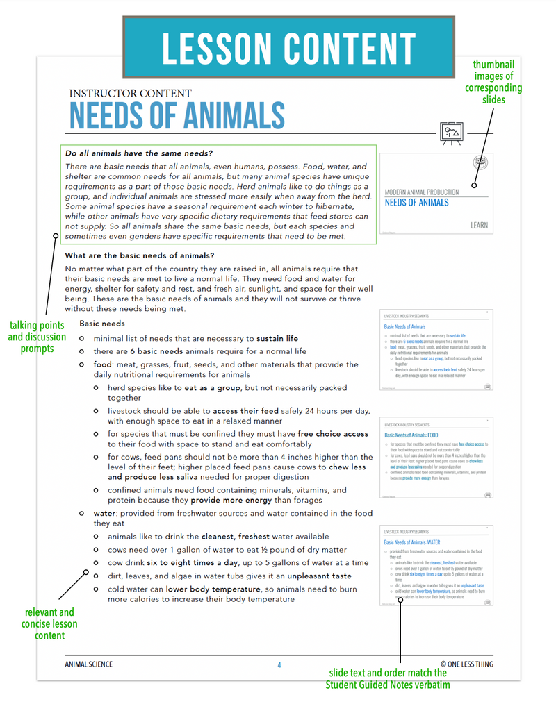 Load image into Gallery viewer, CCANS05.3 Needs of Animals, Animal Science Complete Curriculum
