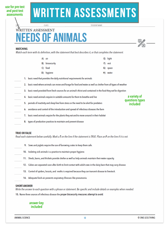 CCANS05.3 Needs of Animals, Animal Science Complete Curriculum