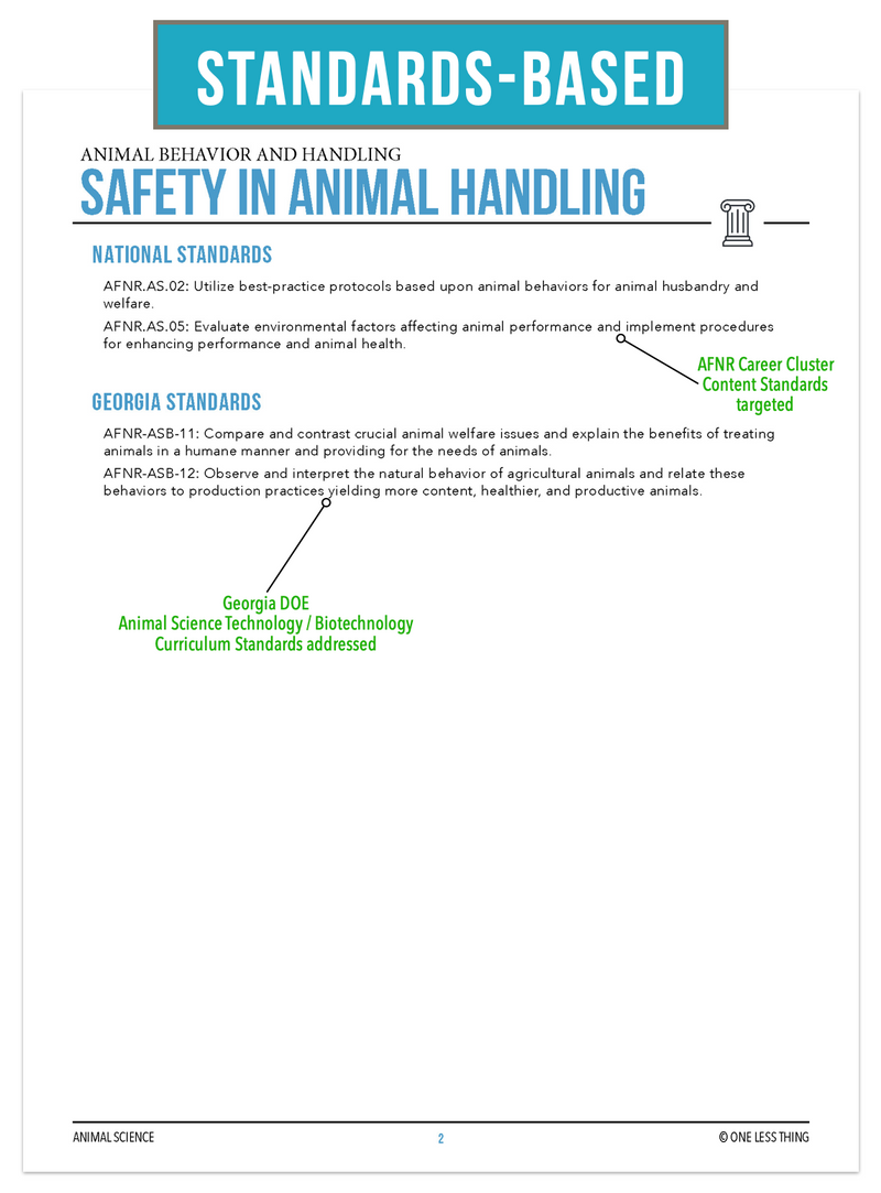 Load image into Gallery viewer, CCANS06.1 Safety in Handling, Animal Science Complete Curriculum
