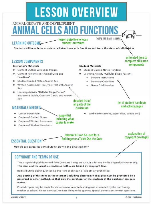 CCANS07.1 Animal Cells and Functions, Animal Science Complete Curriculum