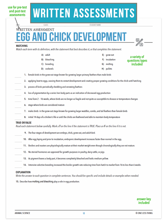 CCANS07.3 Egg and Chick Development, Animal Science Complete Curriculum