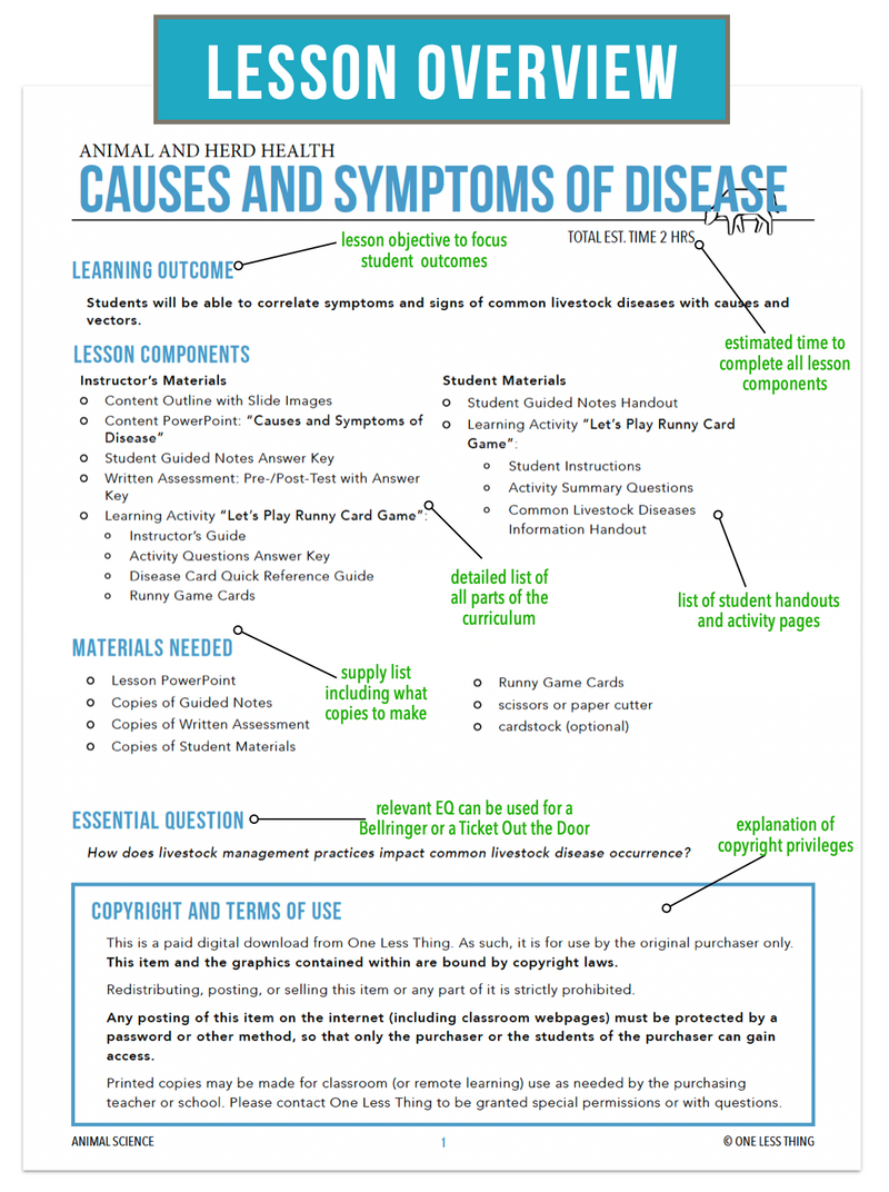 Load image into Gallery viewer, CCANS09.1 Causes and Symptoms of Disease, Animal Science Complete Curriculum
