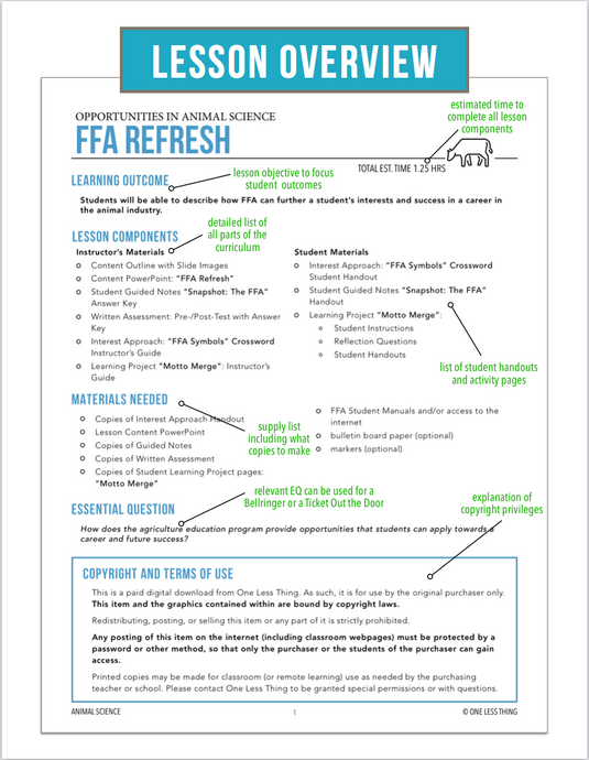 CCANS01.1 FFA Refresh, Animal Science Complete Curriculum