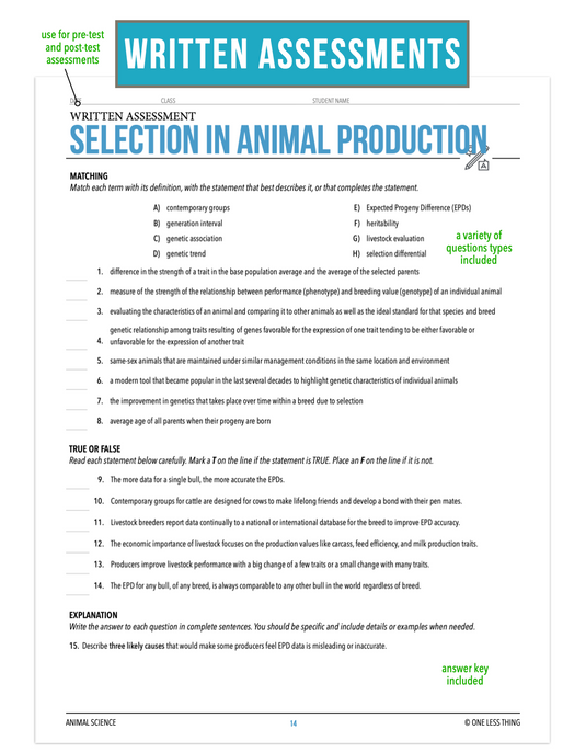 CCANS10.3 Selection in Animal Production, Animal Science Complete Curriculum