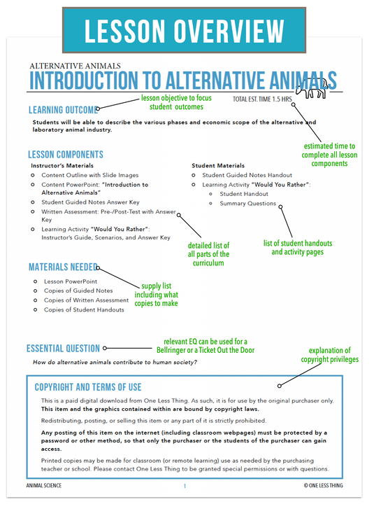 CCANS12.1 Introduction to Alternative Animals, Animal Science Complete Curriculum