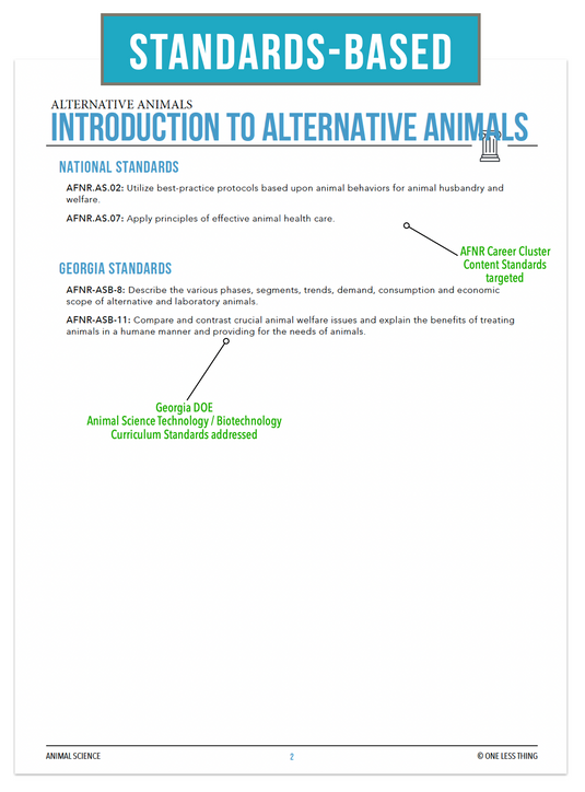 CCANS12.1 Introduction to Alternative Animals, Animal Science Complete Curriculum