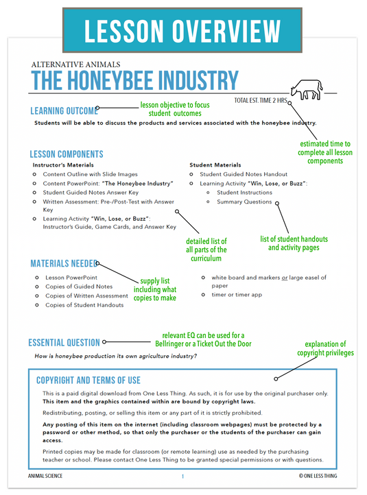 CCANS12.4 The Honeybee Industry, Animal Science Complete Curriculum