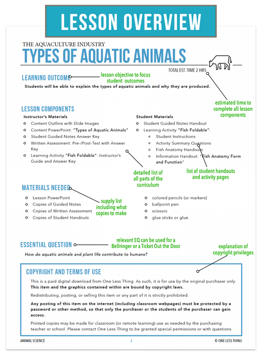 CCANS13.1 Types of Aquatic Animals, Animal Science Complete Curriculum