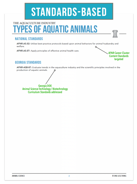 CCANS13.1 Types of Aquatic Animals, Animal Science Complete Curriculum