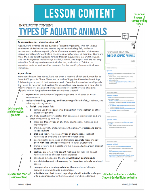 CCANS13.1 Types of Aquatic Animals, Animal Science Complete Curriculum