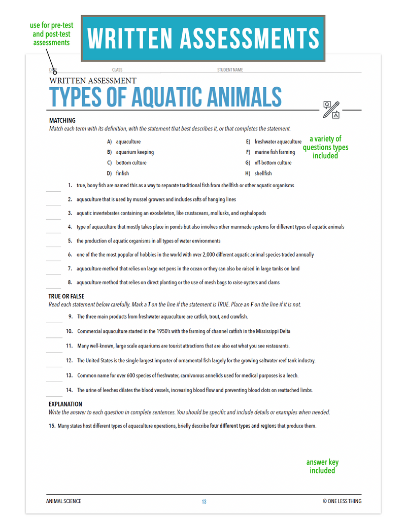 Load image into Gallery viewer, CCANS13.1 Types of Aquatic Animals, Animal Science Complete Curriculum
