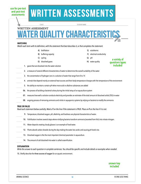 CCANS13.3 Water Quality Characteristics, Animal Science Complete Curriculum