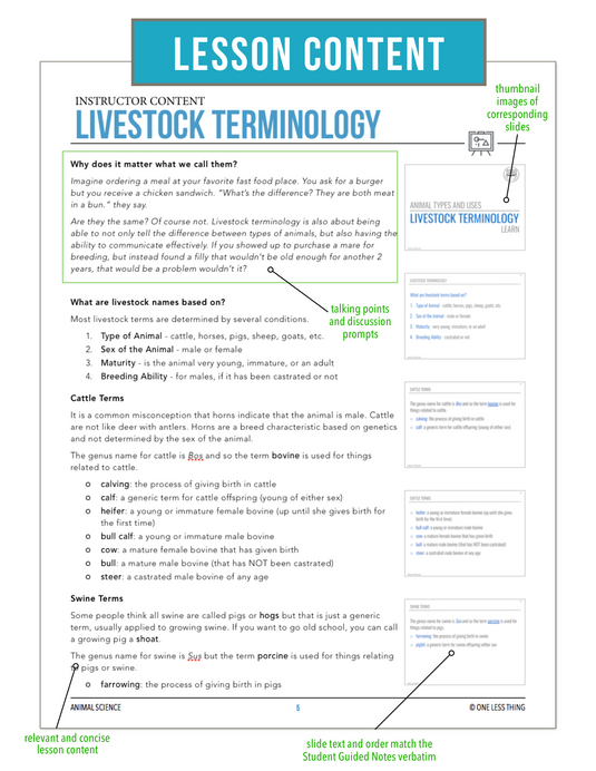 CCANS03.1 Livestock Terminology, Animal Science Complete Curriculum