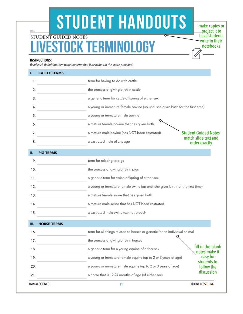 Load image into Gallery viewer, CCANS03.1 Livestock Terminology, Animal Science Complete Curriculum
