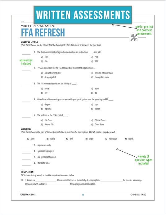 CCFOR01.1 FFA Refresh, Forestry Complete Curriculum