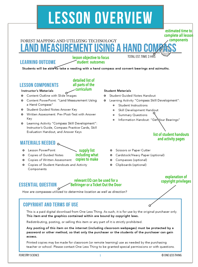 Load image into Gallery viewer, CCFOR11.1 Land Measurement with a Compass, Forestry Complete Curriculum
