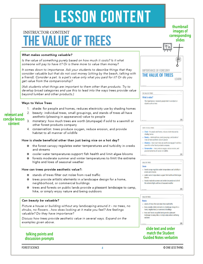 Load image into Gallery viewer, CCFOR02.1 Value of Trees, Forestry Complete Curriculum
