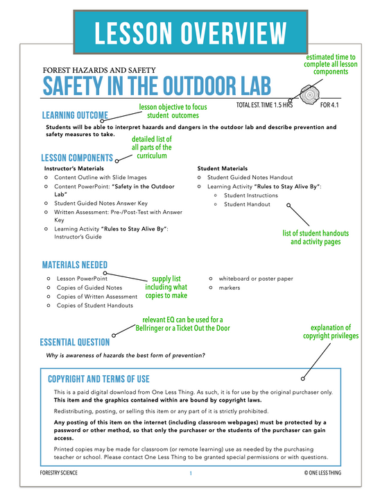 CCFOR04.1 Safety in the Outdoor Lab, Forestry Complete Curriculum