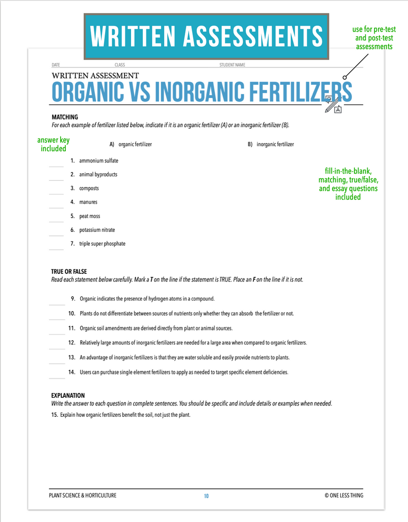 Load image into Gallery viewer, CCPLT08.2 Organic vs Inorganic Fertilizers, Plant Science Complete Curriculum
