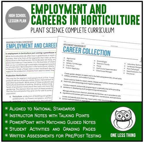 CCPLT01.3 Employment and Careers in Horticulture, Plant Science Complete Curriculum