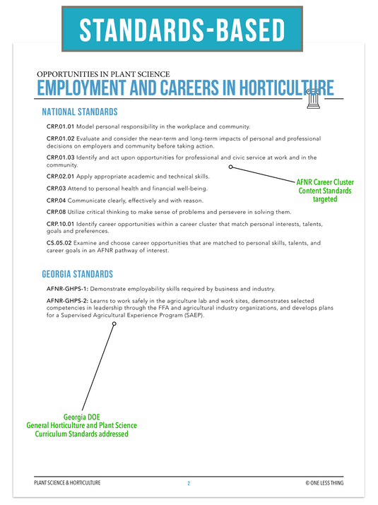 CCPLT01.3 Employment and Careers in Horticulture, Plant Science Complete Curriculum