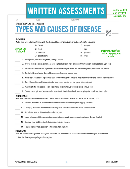 CCPLT11.1 Types and Causes of Disease, Plant Science Complete Curriculum