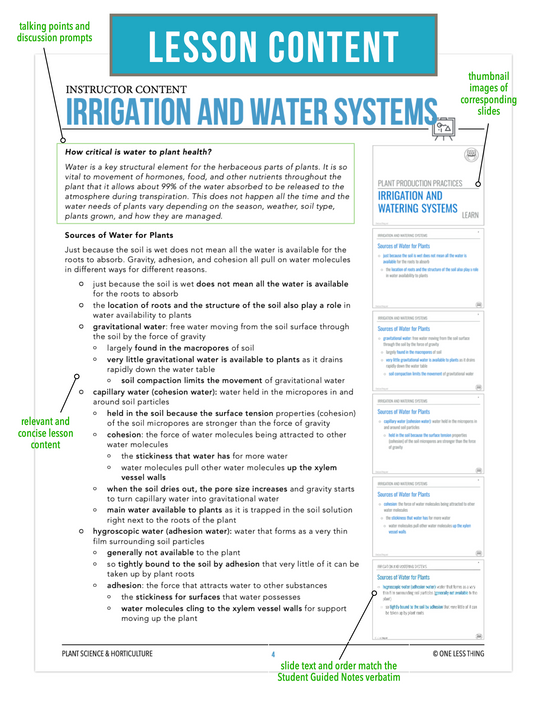 CCPLT12.3 Irrigation and Water Systems, Plant Science Complete Curriculum