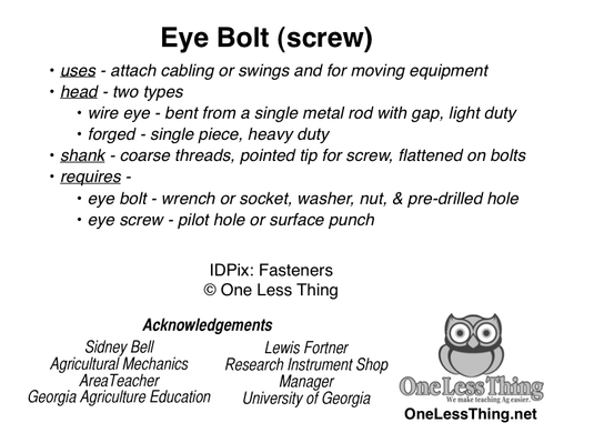 Fasteners ID, IDPix Cards