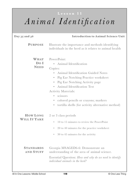 6-11 Animal ID Systems, Lesson Plan Download