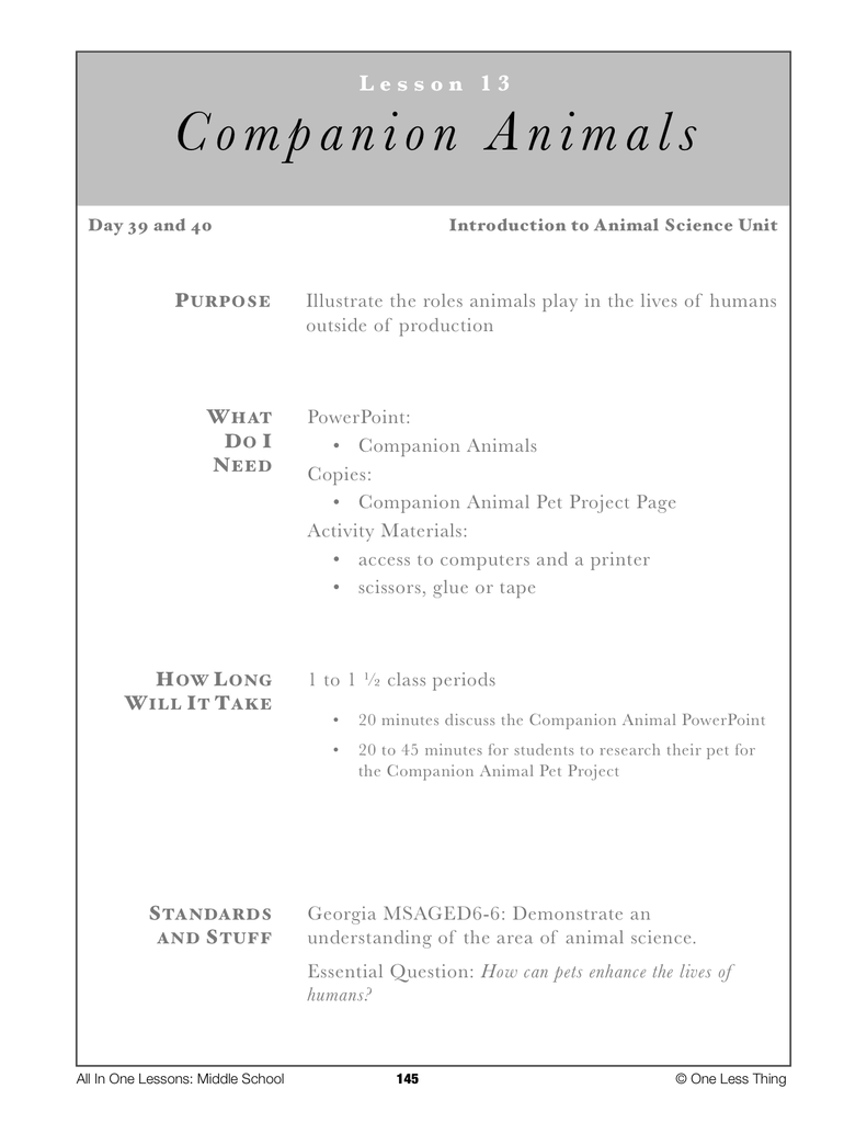 Load image into Gallery viewer, 6-13 Intro to Companion Animals, Lesson Plan Download
